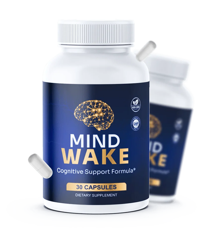 Two bottles of MindWake cognitive support capsules