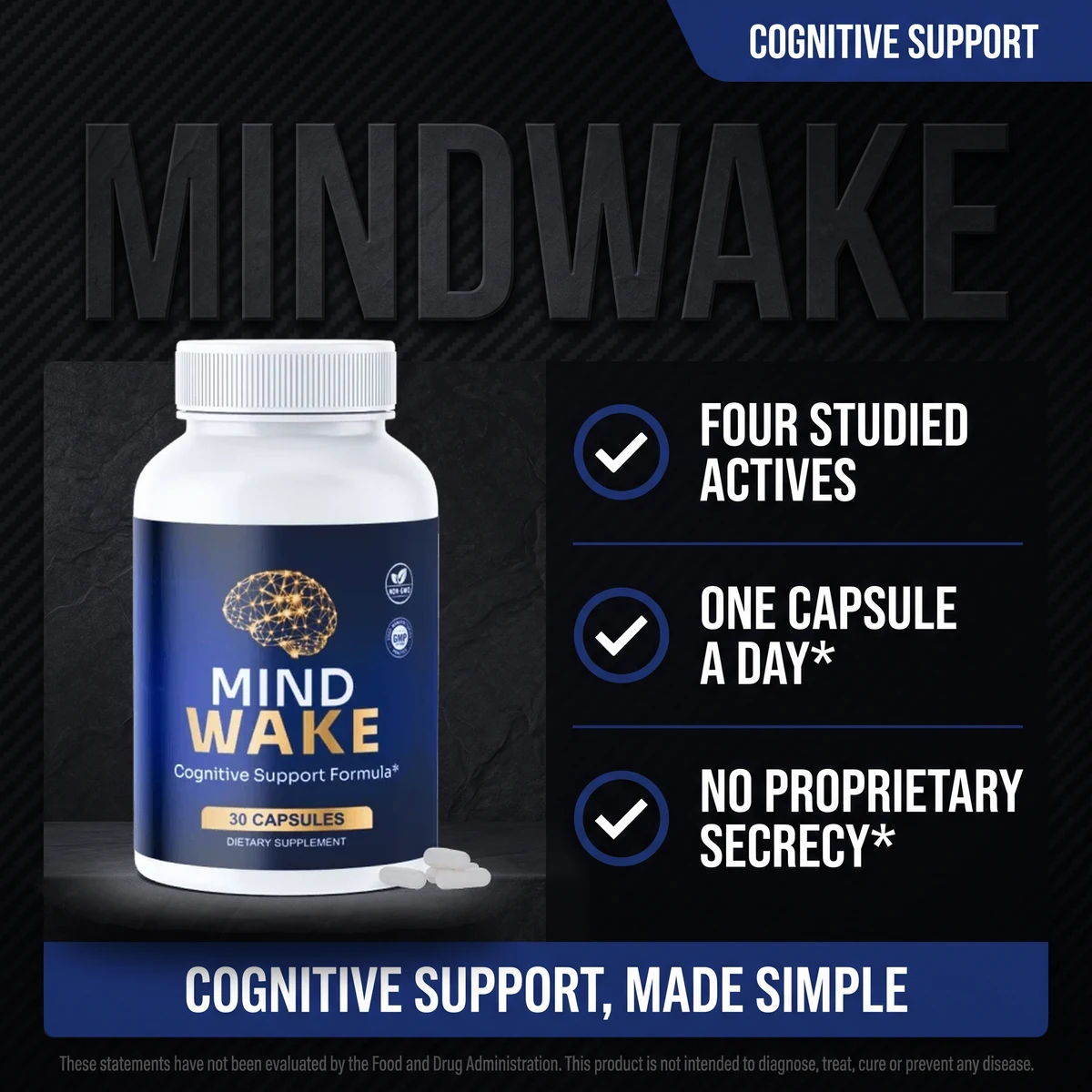 Why MindWake: four studied actives, one capsule a day, no proprietary secrecy
